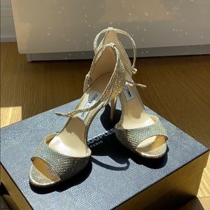 Jimmy Choo peep toe glitter heels 37.5